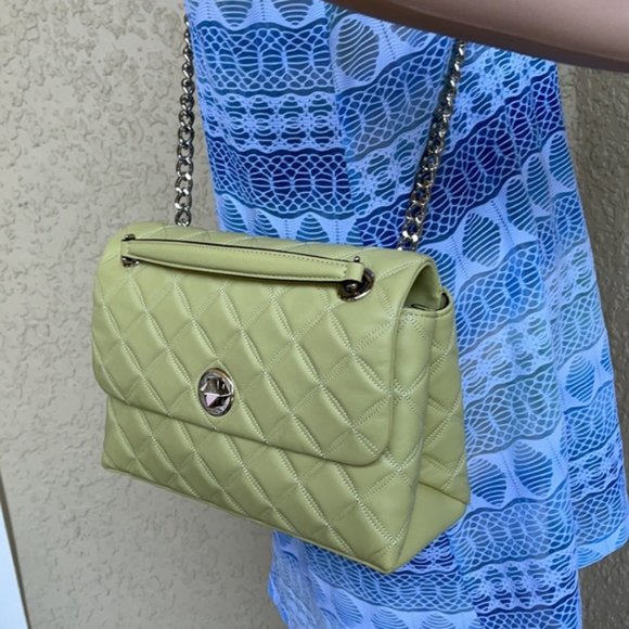 Kate Spade Natalia Smooth Leather Medium Flap Shoulder Bag Frosty Lime - Picture 16 of 16